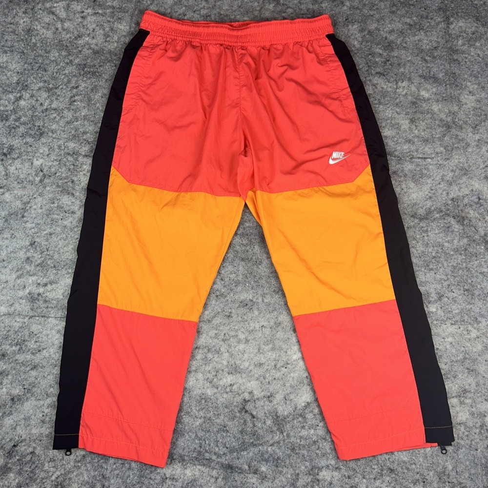 Nike NSW Sportswear Woven Zip Trackpants Coral Orange Black Mens XL BV5387-850